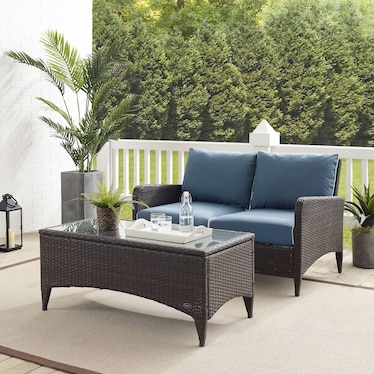 Corona Outdoor Loveseat and Coffee Table Set