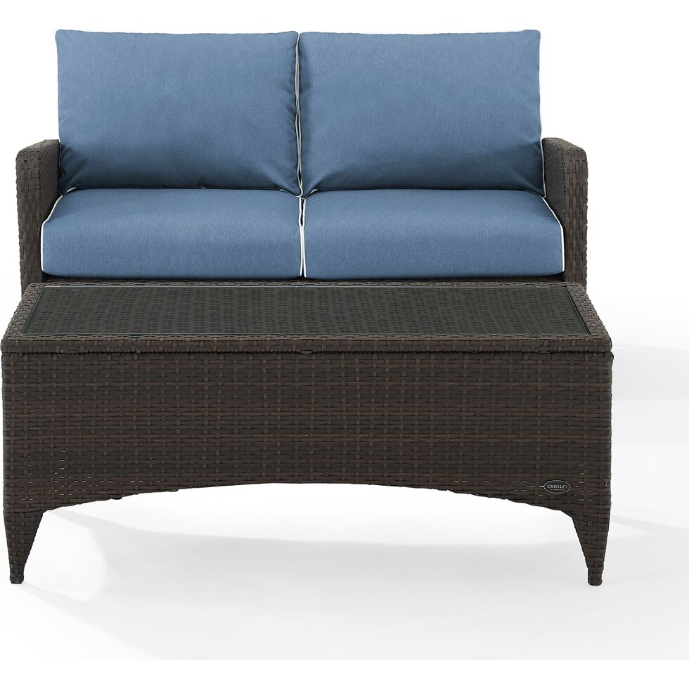 corona blue outdoor loveseat set   