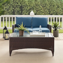 corona blue outdoor loveseat set   