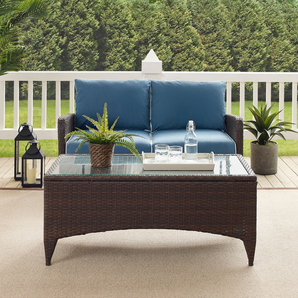 corona blue outdoor loveseat set   