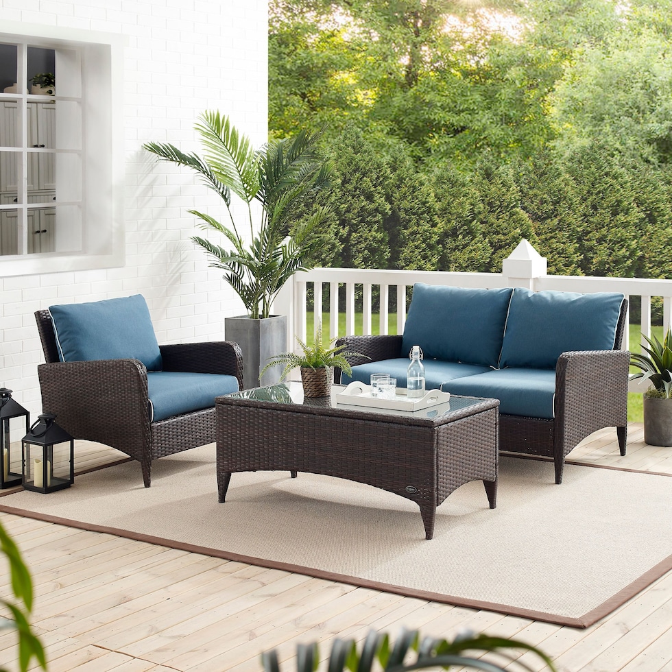 corona blue outdoor loveseat set   