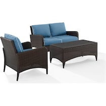 corona blue outdoor loveseat set   