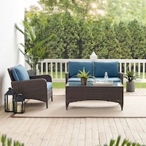 corona blue outdoor loveseat set   