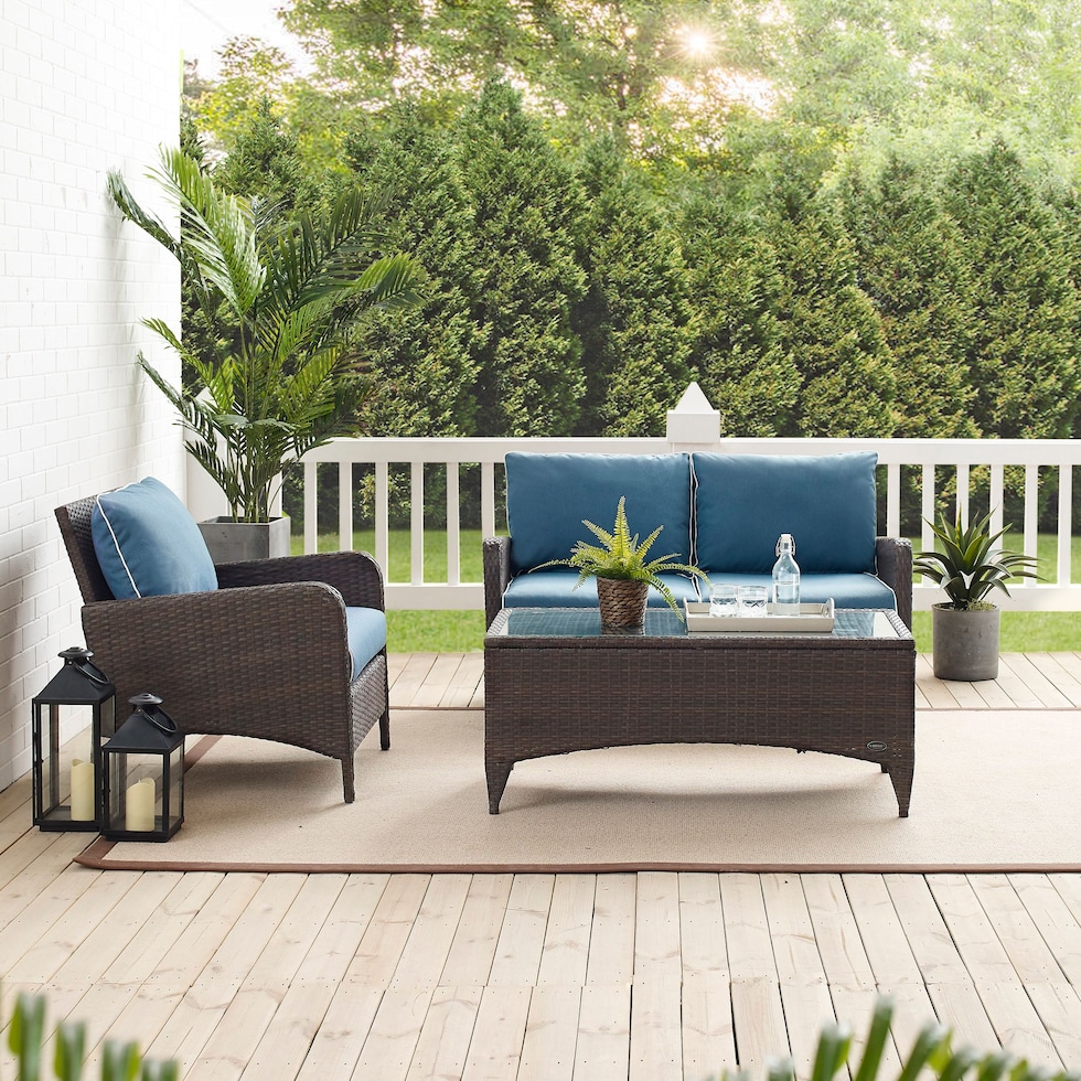 corona blue outdoor loveseat set   