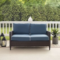 corona blue outdoor loveseat   