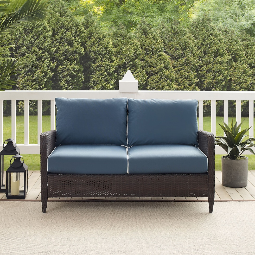 corona blue outdoor loveseat   