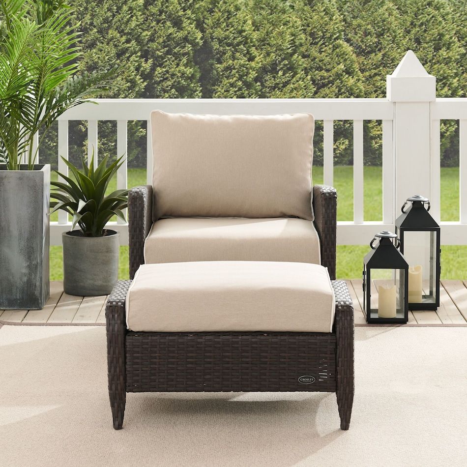 Corona Outdoor Chair and Ottoman Set Sand Value City Furniture