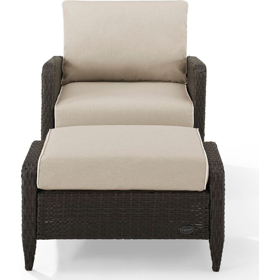 Corona Outdoor Chair and Ottoman Set Sand Value City Furniture