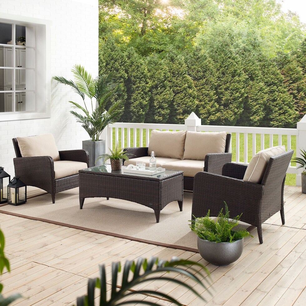 corona light brown outdoor loveseat set   