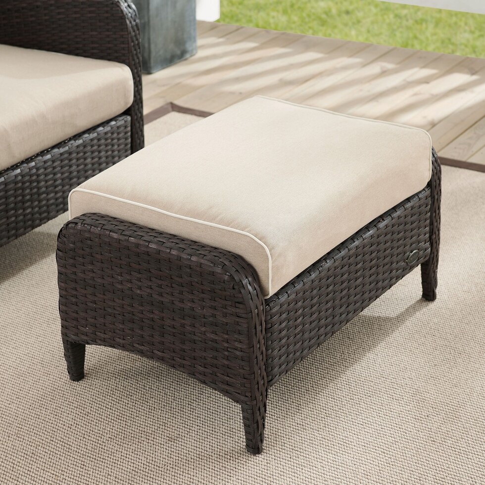 corona light brown outdoor ottoman   