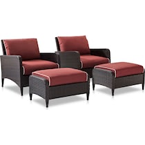 corona red outdoor chair set   