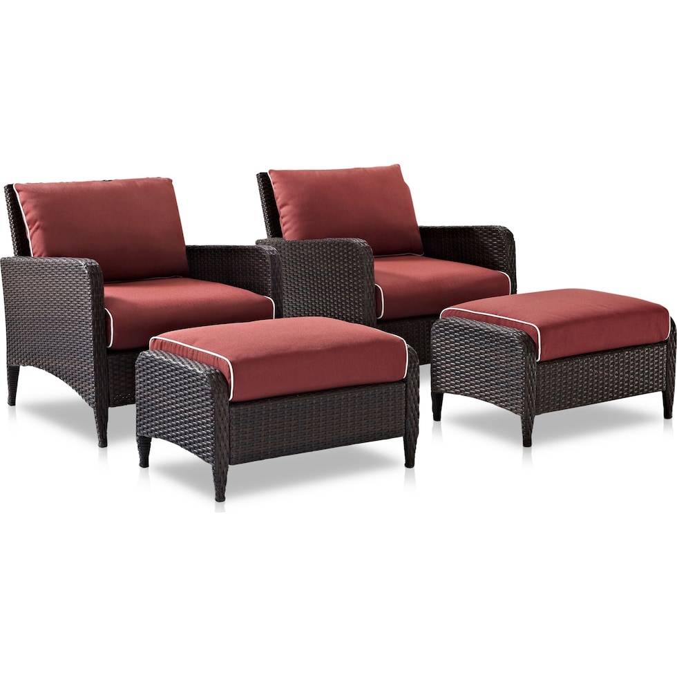 corona red outdoor chair set   