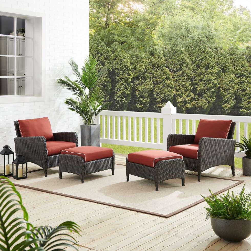 corona red outdoor chair set   
