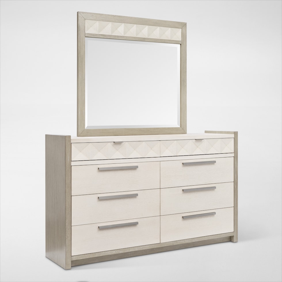 coronado bedroom ivory gray dresser and mirror web   