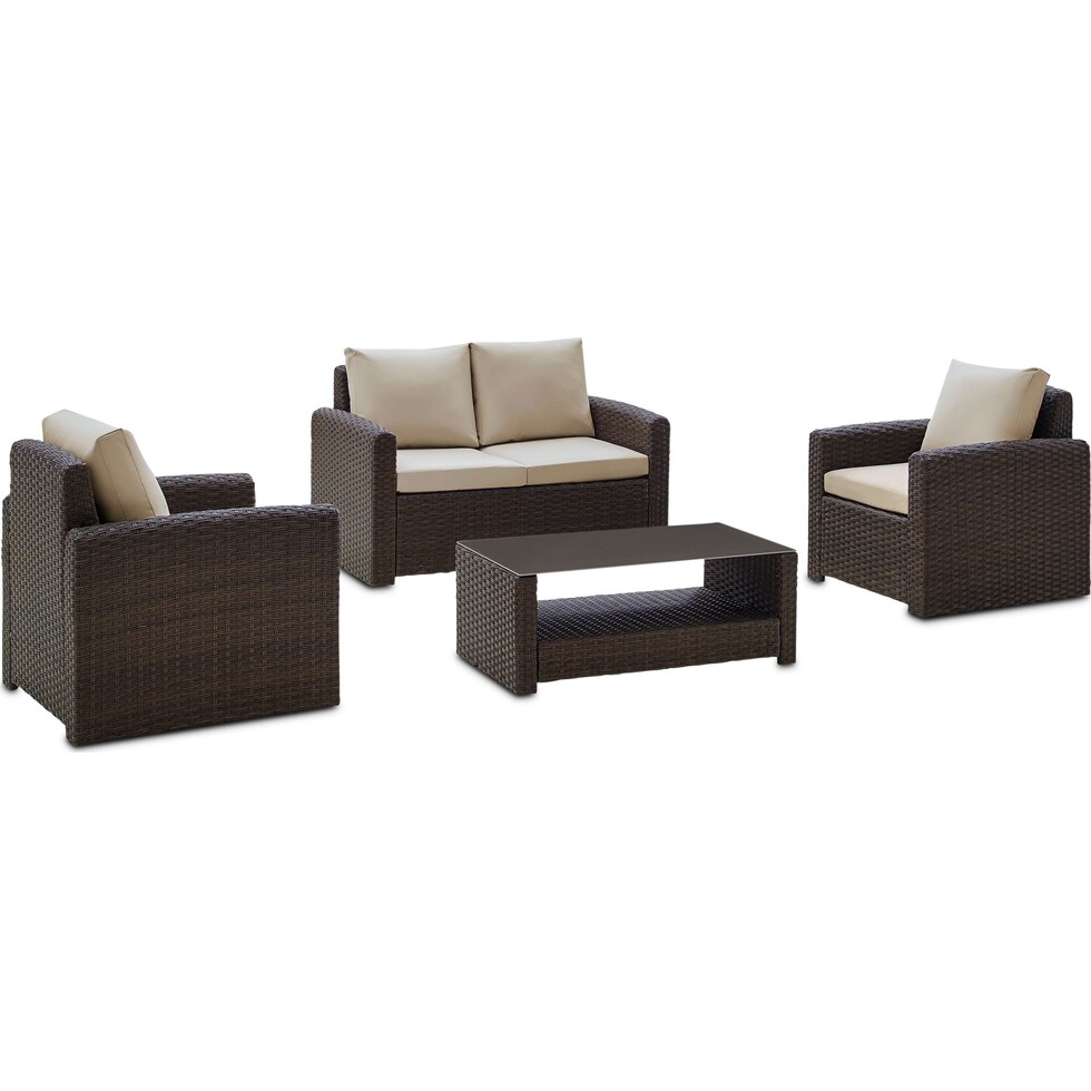 coronado dark brown outdoor loveseat set   