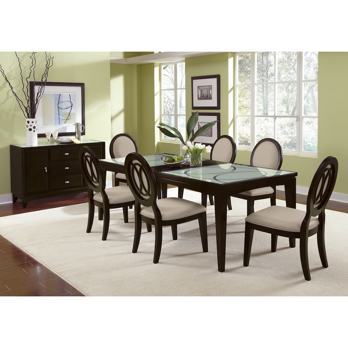 Cosmo Dining Table And 6 Dining Chairs Value City Furniture And Mattresses