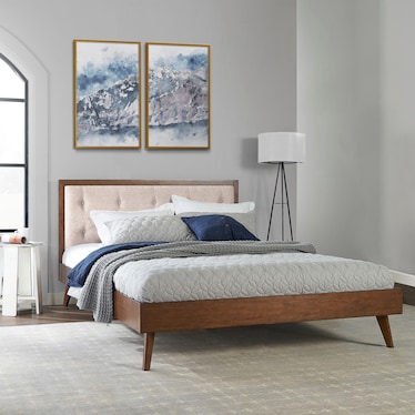 Courtney Upholstered Platform Queen Bed - Oatmeal