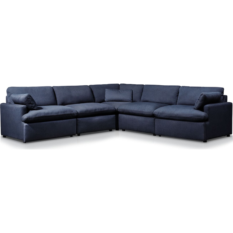 cozy blue  pc power reclining sectional   