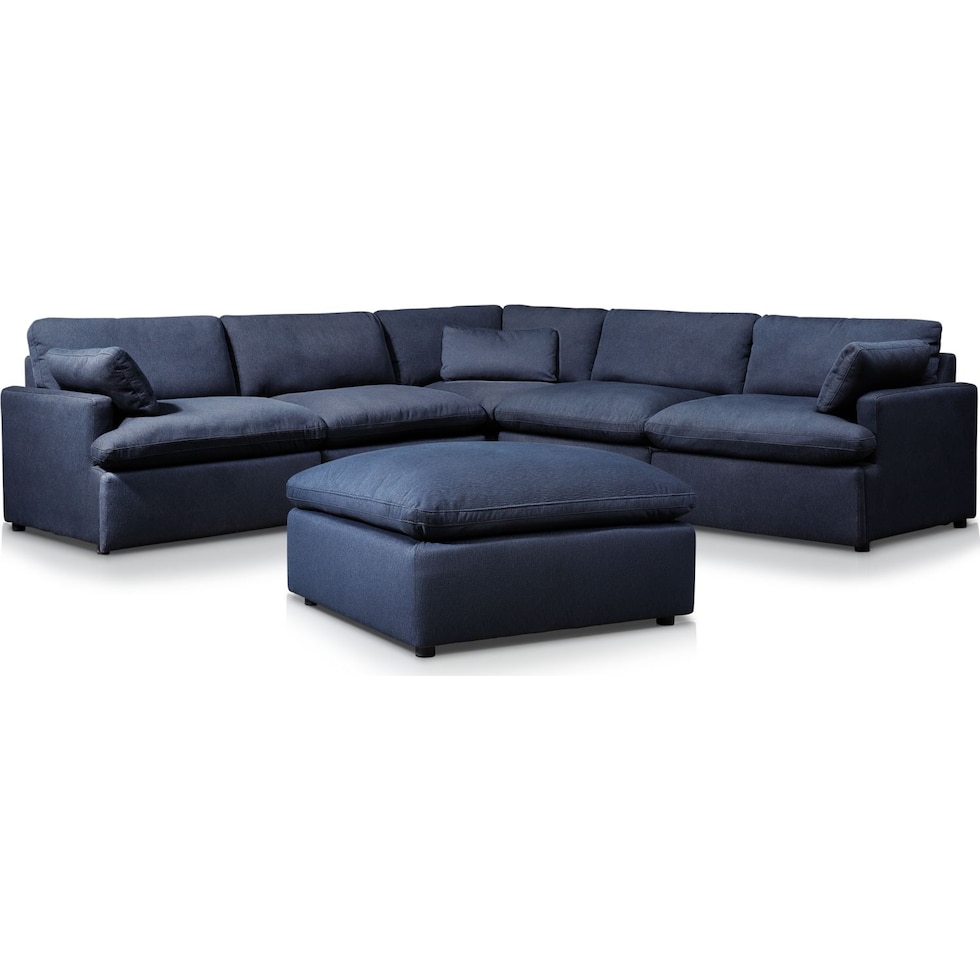cozy blue  pc power reclining sectional   