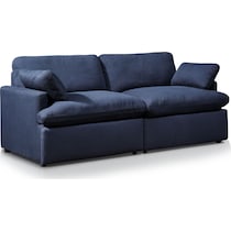 cozy blue sofa   