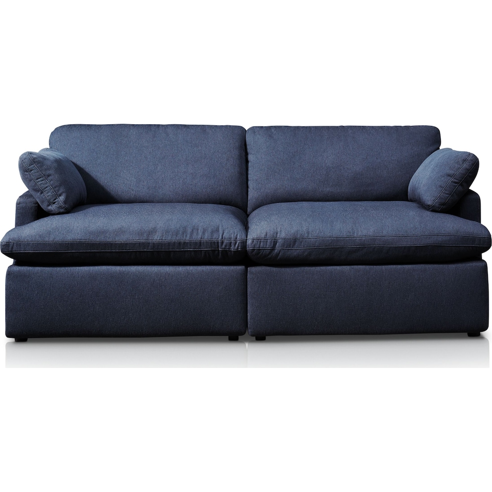 cozy blue sofa   