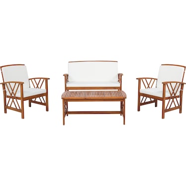 Crail Outdoor Loveseat, 2 Lounge Chairs and Coffee Table