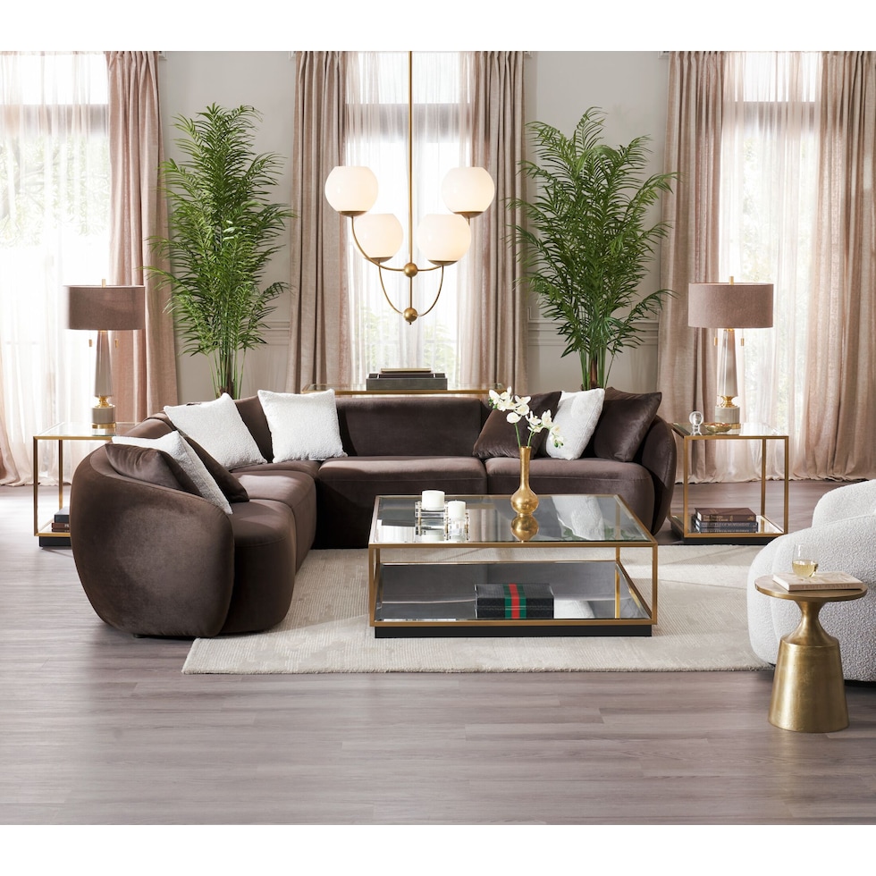 crescent dark brown sectional   