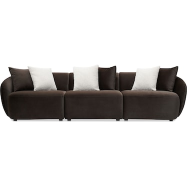 Crescent 3-Piece Sofa - Dark Brown