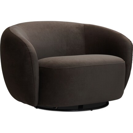 Crescent Swivel Chair - Dark Brown