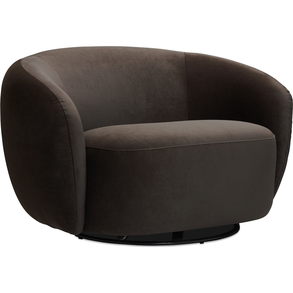 crescent dark brown swivel chair   