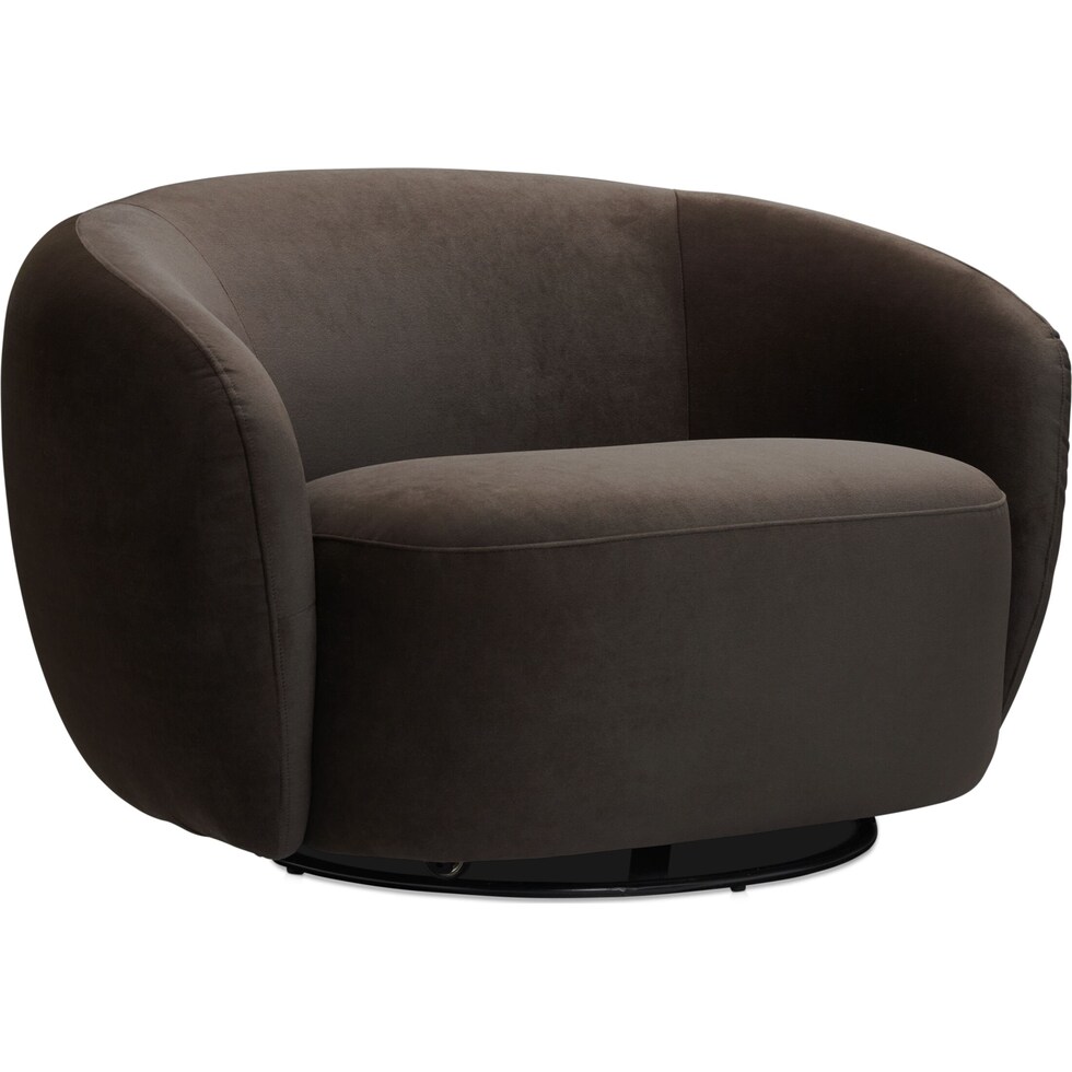 crescent dark brown swivel chair   