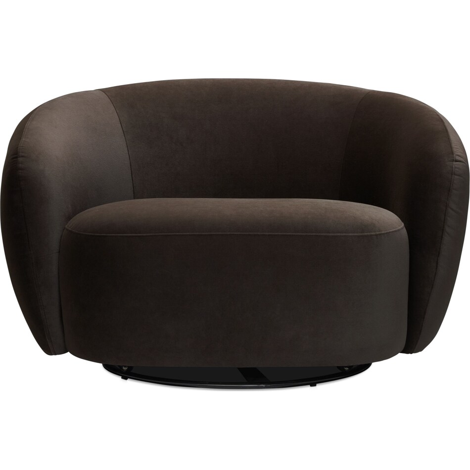 crescent dark brown swivel chair   