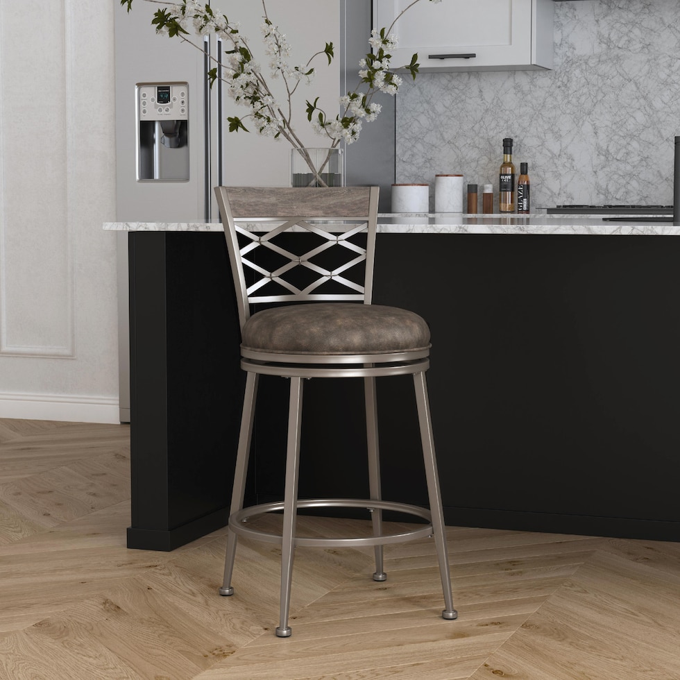 crisley pewter counter height stool   