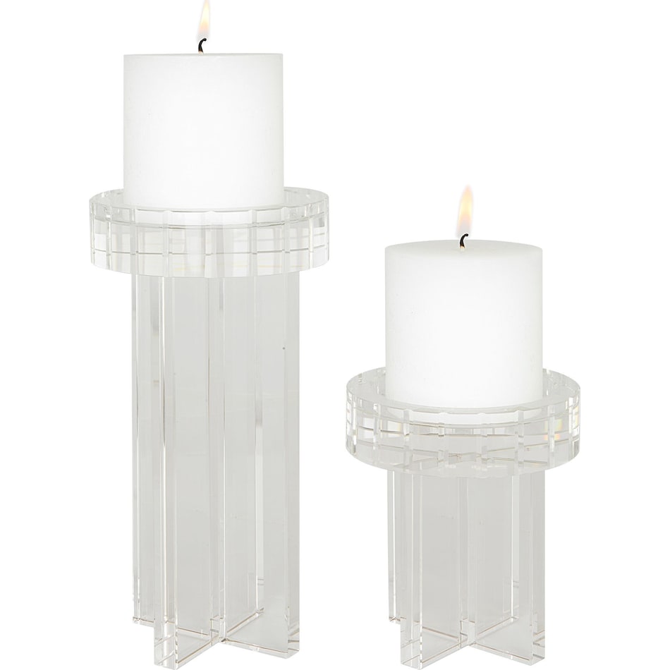 crystal pillar glass candleholders   