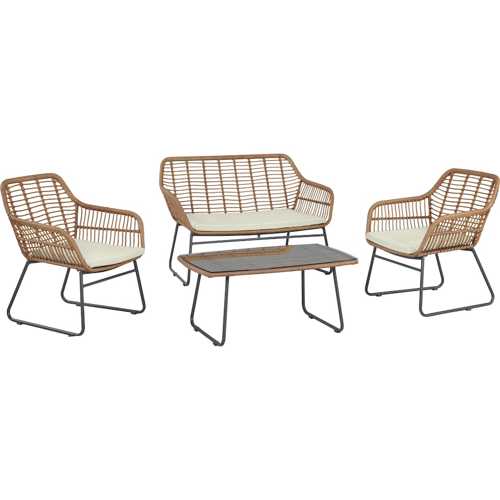 cumberland tan cream outdoor loveseat set   
