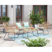 cumberland tan cream outdoor loveseat set   