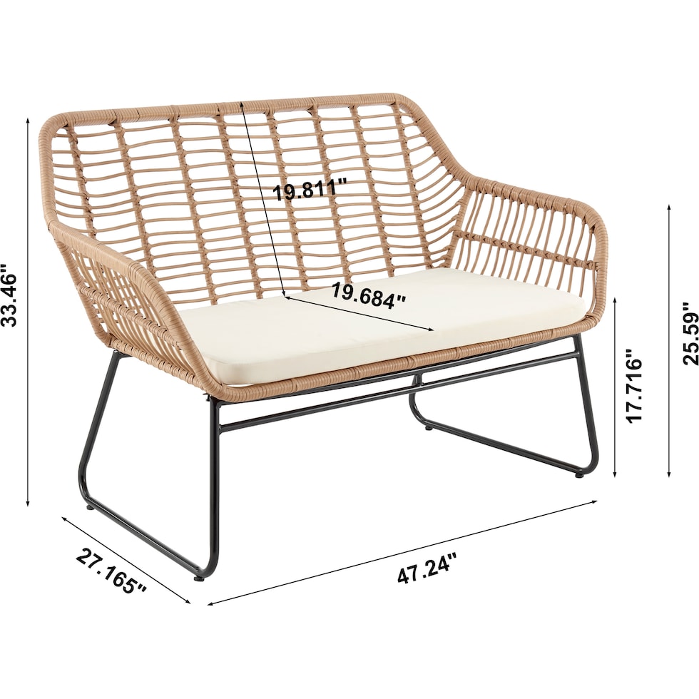 cumberland tan cream outdoor loveseat set   