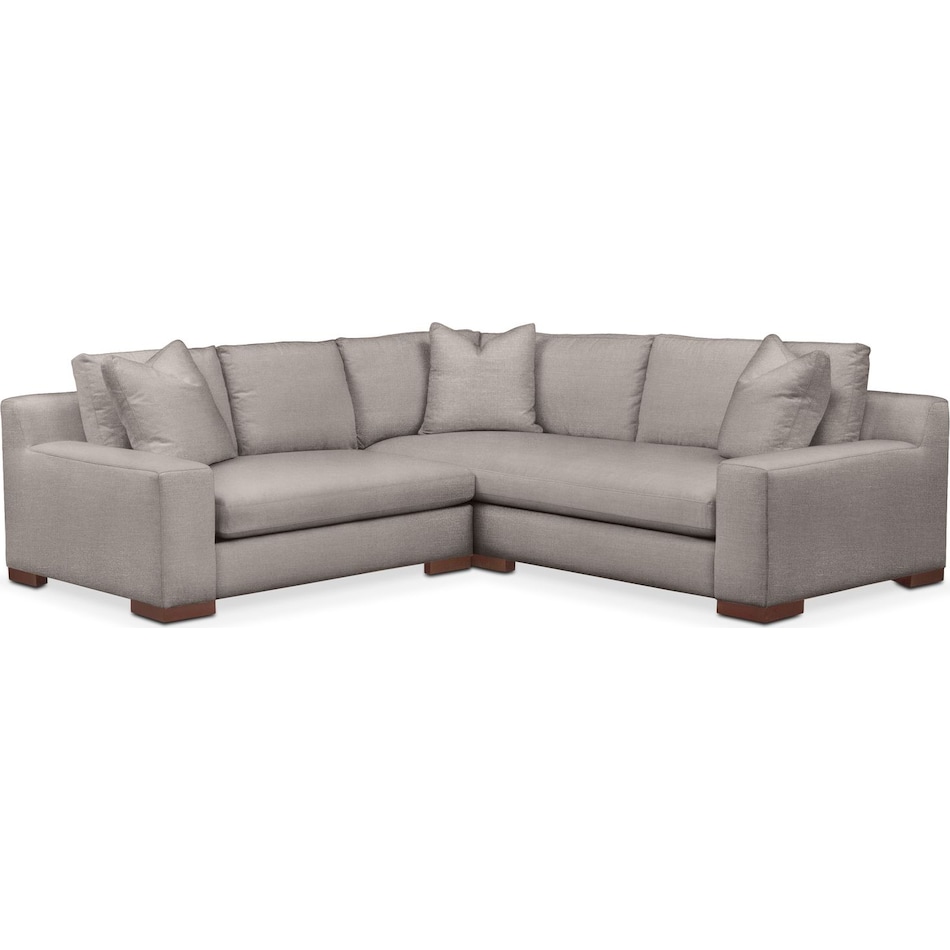 curious silver pine  pc sectional with left facing loveseat   