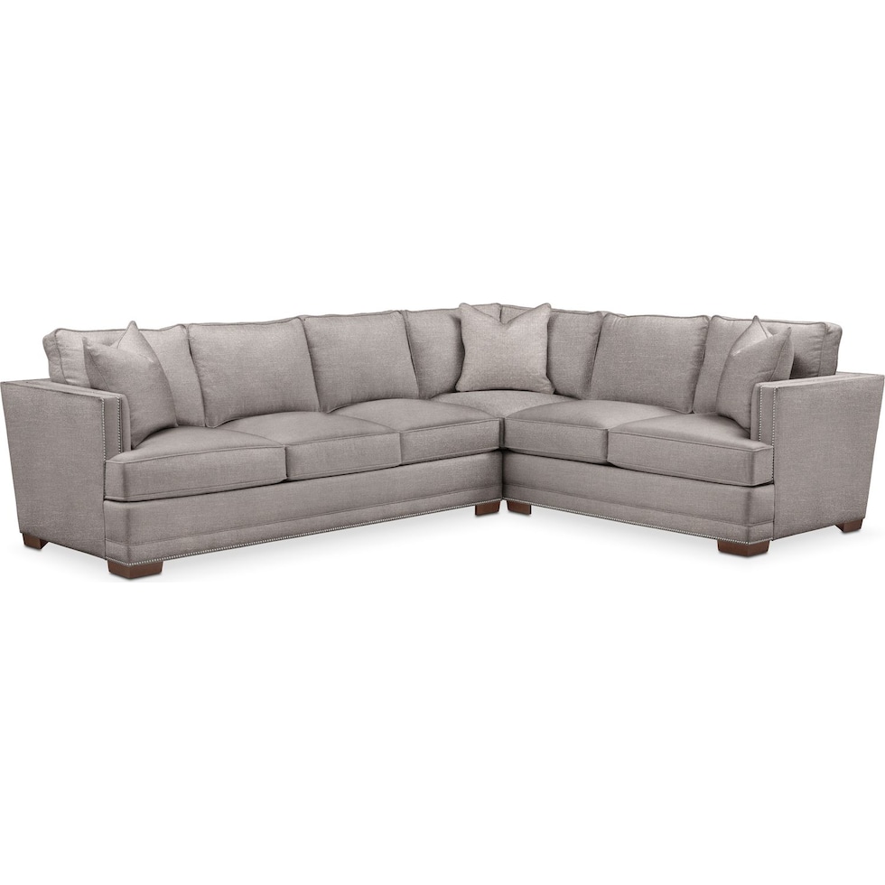 curious silver pine  pc sectional with left facing sofa   
