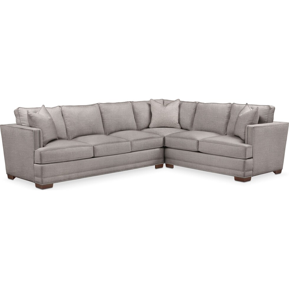 curious silver pine  pc sectional with left facing sofa   
