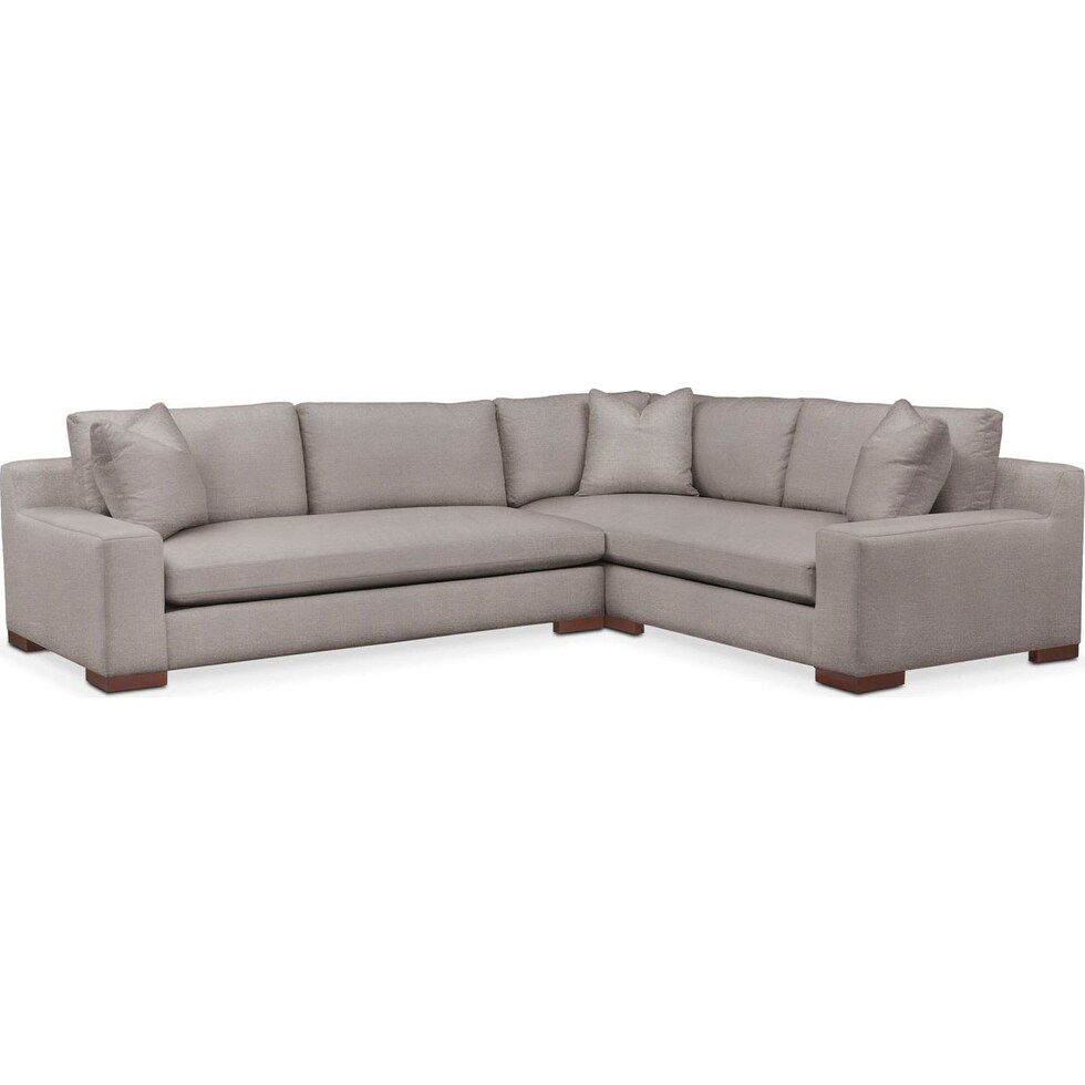 curious silver pine  pc sectional with left facing sofa   
