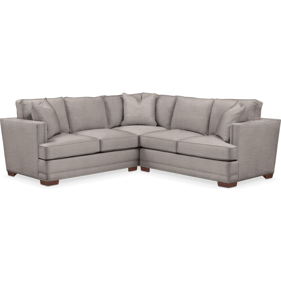 curious silver pine  pc sectional with right facing loveseat   