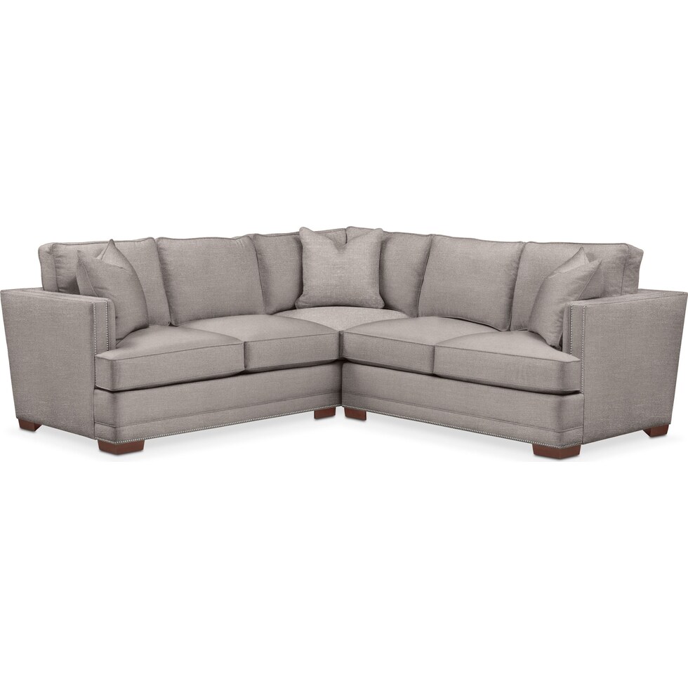 curious silver pine  pc sectional with right facing loveseat   