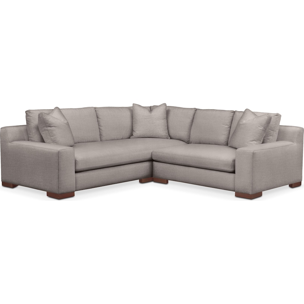 curious silver pine  pc sectional with right facing loveseat   