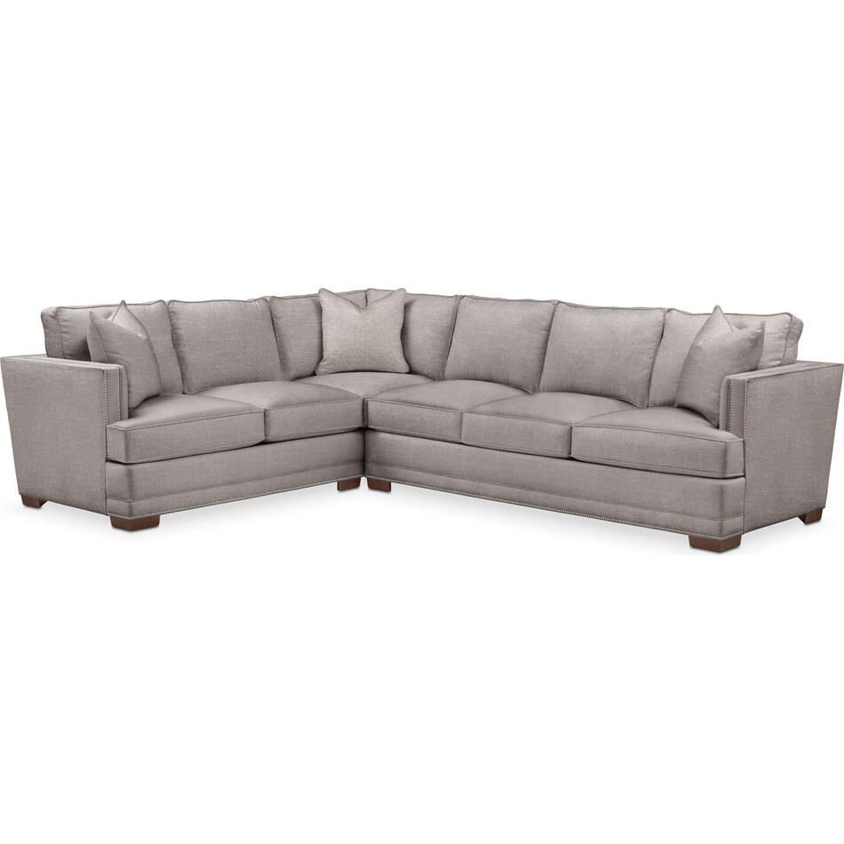 curious silver pine  pc sectional with right facing sofa   