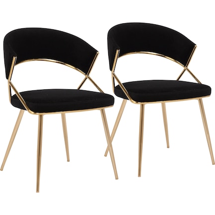 Cyntia 2-Piece Dining Chair Set - Black/Gold
