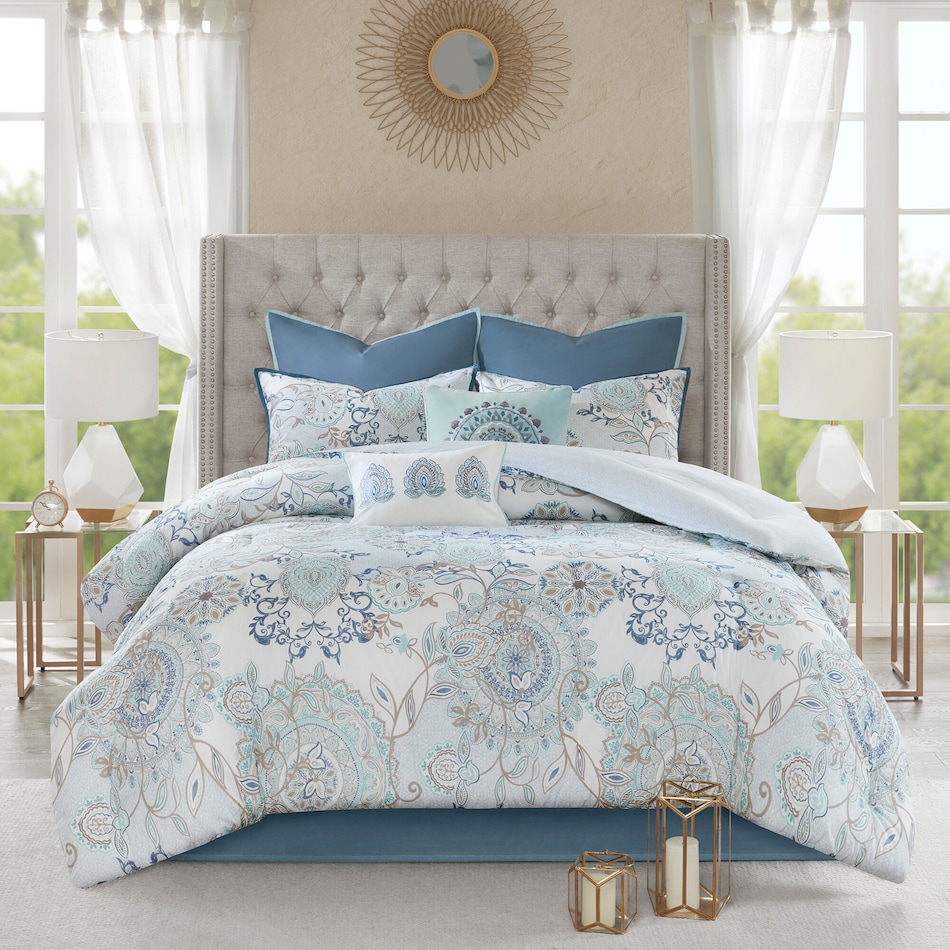 cyrene blue california king bedding set   