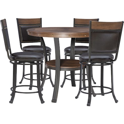 Cyril 5-Piece Counter-Height Dining Set - Brown