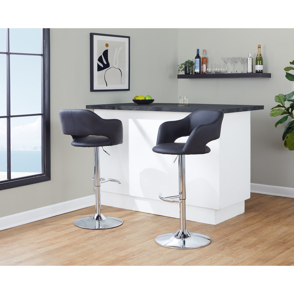 daina black chrome bar stool   