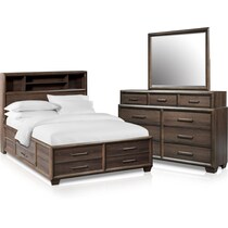 dakota dark brown  pc queen storage bedroom   